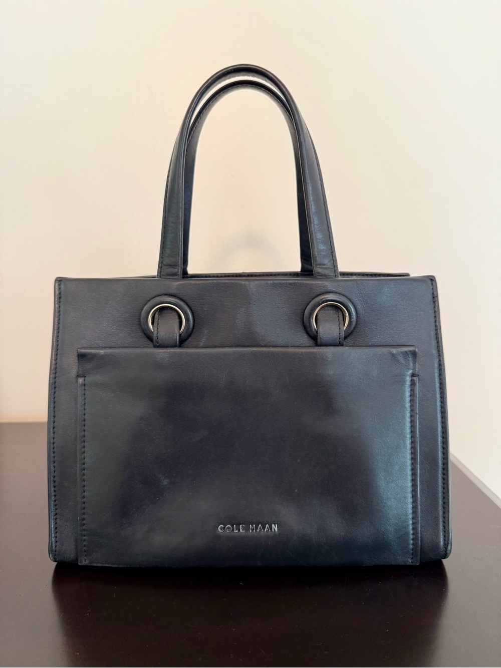 Cole Haan Black Leather Top-Handle Tote